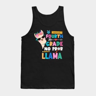 Fourth Grade Teacher 100th day of school No Prob Llama Tank Top